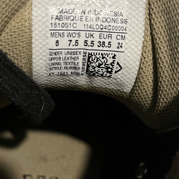 Converse ALL STAR Fulton Black Leather Mid Unisex 6Y Women 7.5 / 151051C -no box - Picture 3 of 9